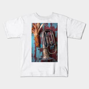 Old Horn And Indian Corn Kids T-Shirt